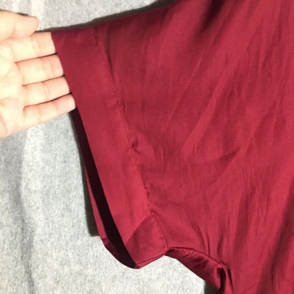 Womens Eesome Blouse Cuffed Sleeves Work Office Career V Neck Holiday High Low - Picture 4 of 6